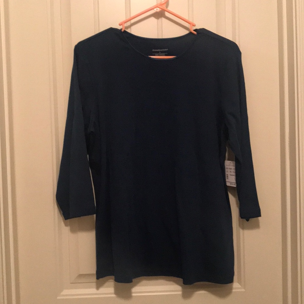 NWT navy 3/4 sleeve cotton shirt